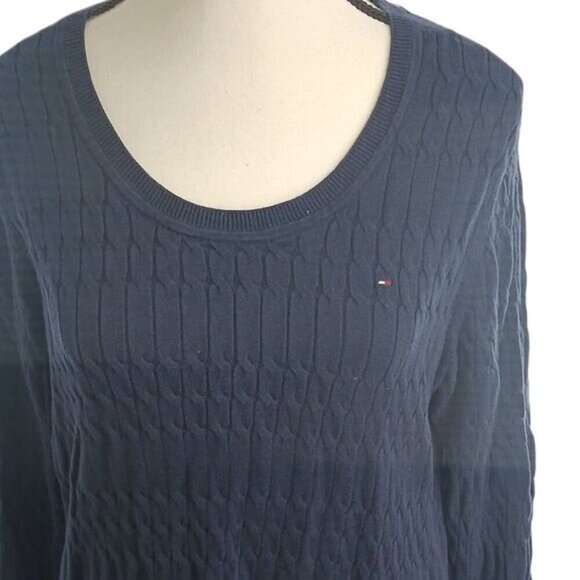 Tommy Hilfiger Sweater Blue Knit Classic Stretch Long Sleeve Womens Size L - Picture 3 of 7